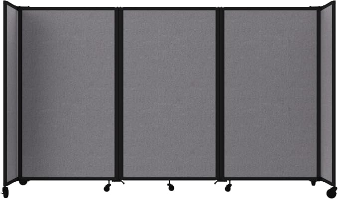 Versare Room Divider 360 Portable Wall Partition | Folding Panels | Large Freestanding Divider | Locking Wheels | Temporary Room Separator