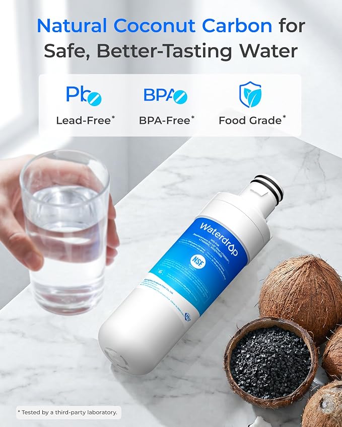 Waterdrop LT1000PC Refrigerator Water Filter and Air Filter, 4 Combo | Replacement for LG® ADQ747935, LT1000P®/PC/PCS, LMXS28626S, LFXS26973S, LFXS26596S, LFXS28596S, ADQ74793501 and LT120F®