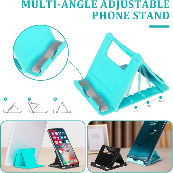 SAYEEC Rotating Pen Holder 5 Slots Desk Organizer with Adjustable Phone Stand Dark Green Makeup Brush Holder Organizer Cute Pencil Cup Pot Art Supply Storage Caddy for Office School Vanity Bathroom