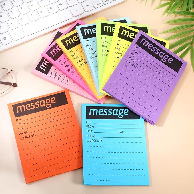 9Pack Phone Message Pads for Office, 4 x 5 Inch Self-Stick Note Pads, While You were Out Message Pad Neon Sticky Notes, Urgent Sticky Note for Work Call, Office Supplies, 50 Sheets/Pack (Style-B)