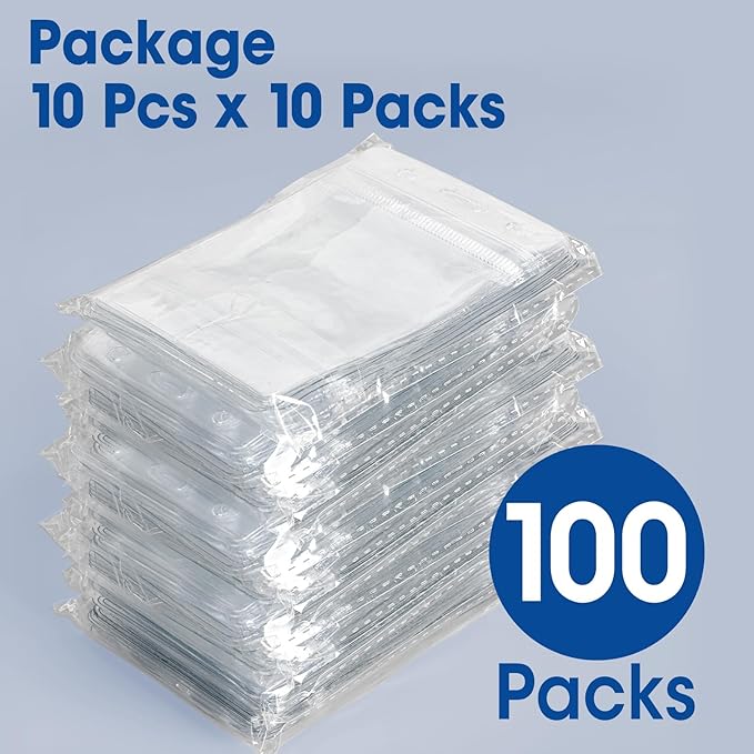 100 Pcs Vertical Badge Holders, Waterproof ID Badge Holder, Clear ID Card Holder with Resealable Zip for Proximity Cards, RFID, Credit Cards