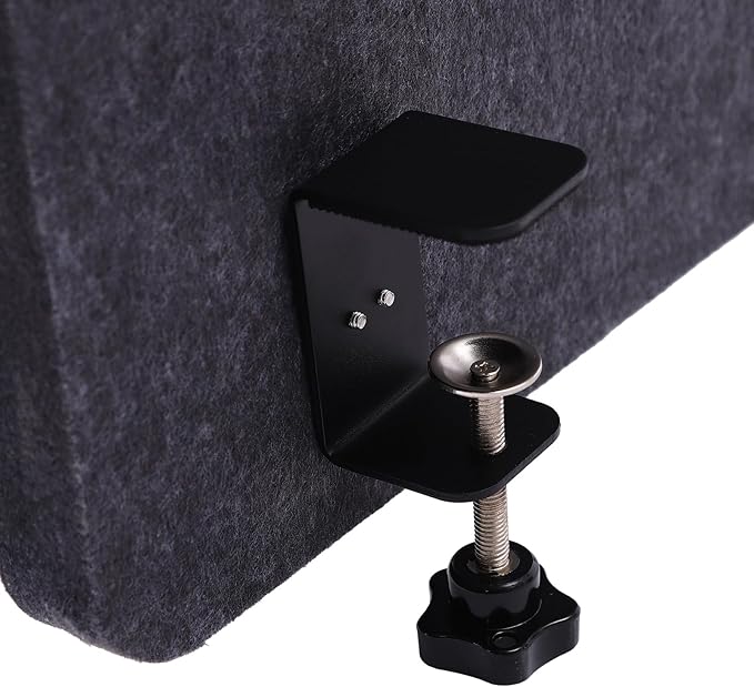 DouSeiAi Clamp-On Desk Divider, Desk Privacy Panel, Office Sound Absorbing Cubicle Partitions, One-Side Panel, 59.1x 23.8x1inch/Dark Gray
