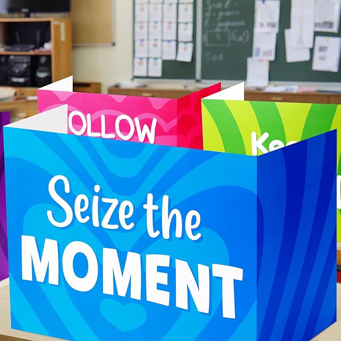Honoson 24 Pcs Bulk Inspirational Privacy Folders for Students Cardboard Test Privacy Boards Motivational Words Desk Dividers Shield for Classroom School Study Supplies, 6 Styles(Affirmation)