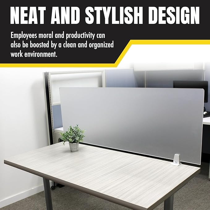 OBEX Clear Acrylic Desk Mounted Privacy Panel, 24" x 60", Clear