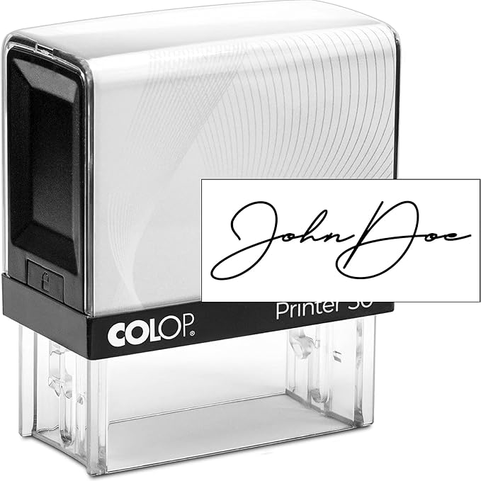 COLOP Medium Size Self Inking Custom Signature Stamp - Choose from 15 Ink Colors