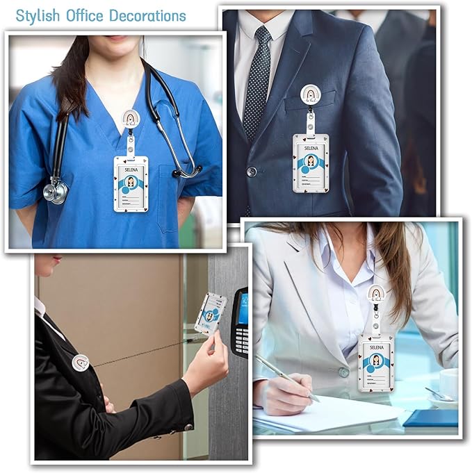 Grey Rainbow Badge Holder Retractable Lanyard, Lanyards for ID Badges Name Tags Vertical Card Holder, Detachable Lanyard Badge Reel Retractable, Teacher Nurse Workers Women Office Gifts