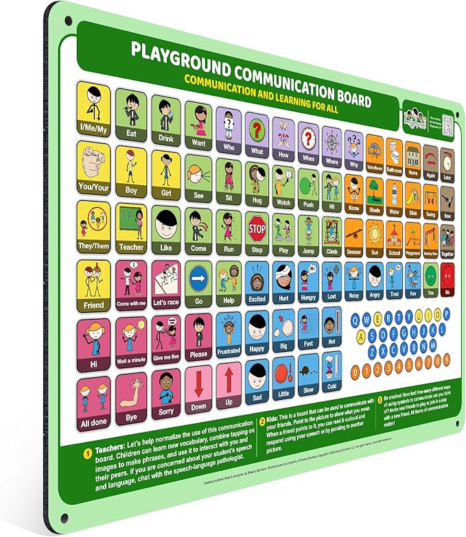 Weather-Proof Aluminum School Playground Communication Board for Autism - Outdoor Inclusive Communication Aid, Lightweight & Durable for Autism & Inclusive Play
