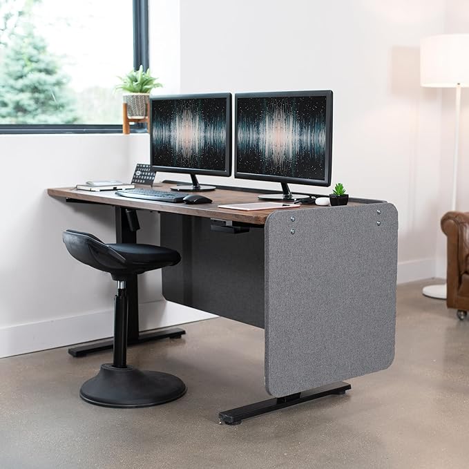 VIVO Clamp-on Privacy Panels 60 x 24 inch (x1), 24 x 24 inch (x2), Sound Absorbing Cubicle Desk Dividers, 3 Acoustic Partitions, Dark Gray, PP-3-V108D