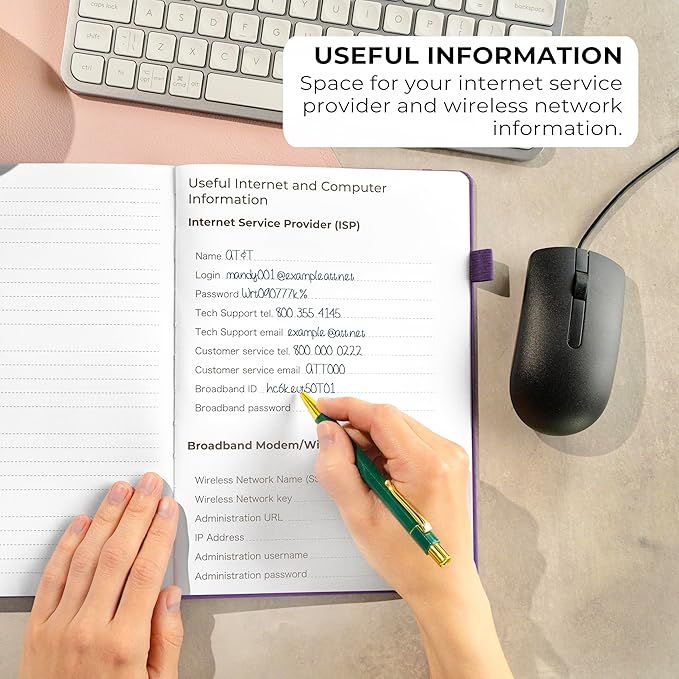 Clever Fox Password Book with alphabetical tabs. Internet Address Organizer Logbook. Large Password Keeper for Website Logins (Purple)