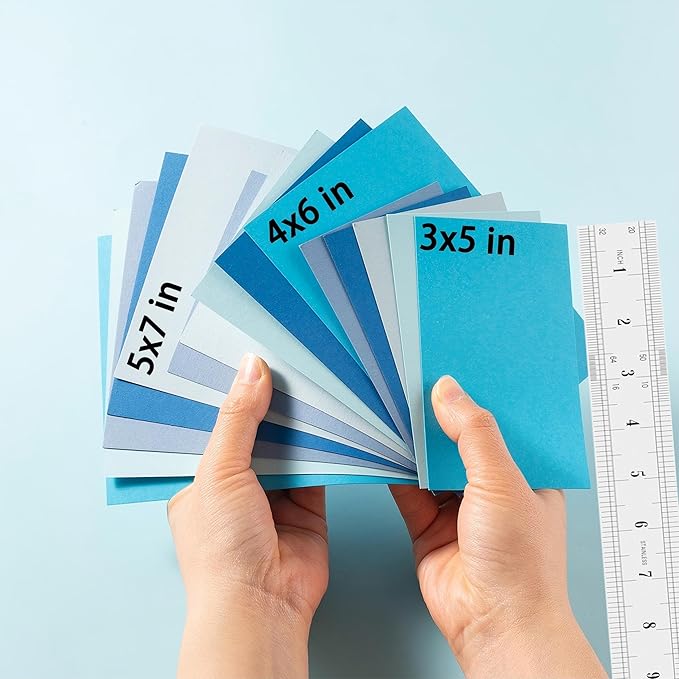 50 Sheets Small Colored Cardstock Paper 5 Colors, 250 GSM Heavy Card Stock for DIY Art Projects, Cards (Blue, 3x5)