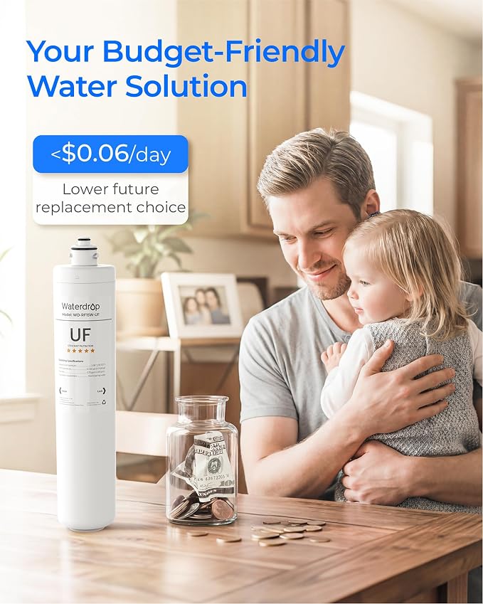 Waterdrop RF15W-UF Water Filter Replacement for Waterdrop 15UAW-UF/15UBW-UF | 0.01 μm Under Sink Water Filter, Reduces Lead, Chlorine, Bad Taste & Odor, 2 Years