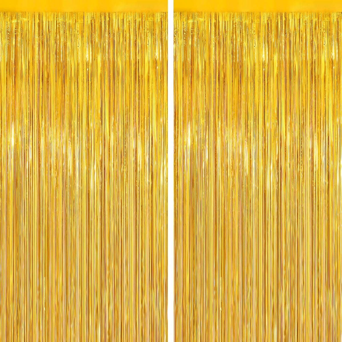 2Pack Gold Party Streamers, Gold Metallic Tinsel Streamers for Birthday Wedding Party Decors Graduation, Baby Shower, Photo Booth Props for Bachelorette Decors Xmas Halloween Party Supplies Backdrop