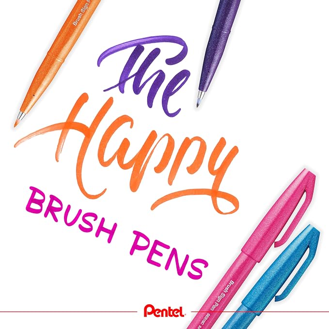 Pentel Fude Touch Sign Pen, Violet, Felt Pen Like Brush Stroke (SES15C-V)