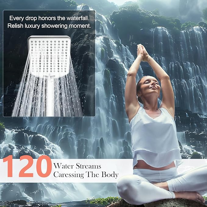 Homlord Filtered Shower Head with Handheld - High Pressure 6 Modes, 120 Anti-clog Nozzles, Detachable Showerhead with Hard Water Filters, Extra Long 6ft Hose, Power Wash Mode to Clean Bathroom, Pets