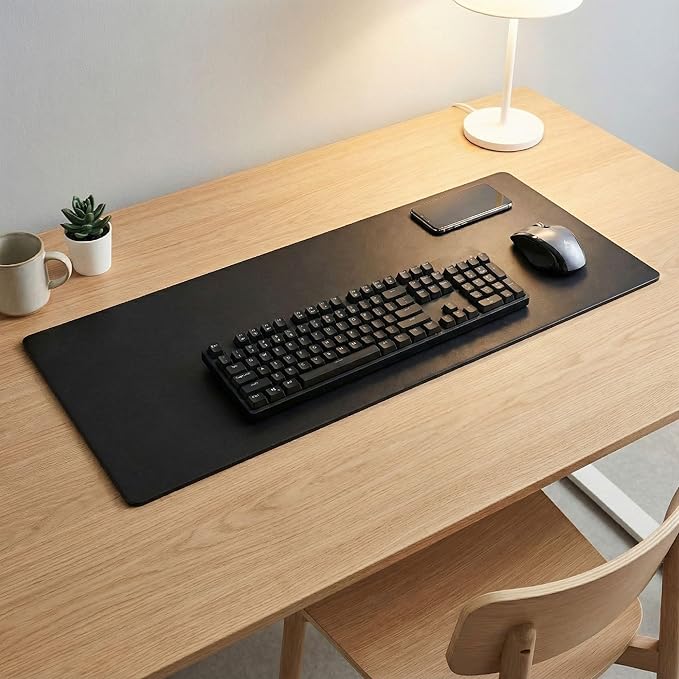 Black Leatherette 30" x 12.5" Keyboard/Mouse Desk Mat