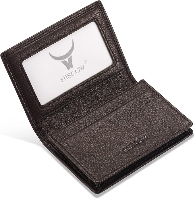 Leather Business Card Case Holder for Men & Women, Italian Calfskin