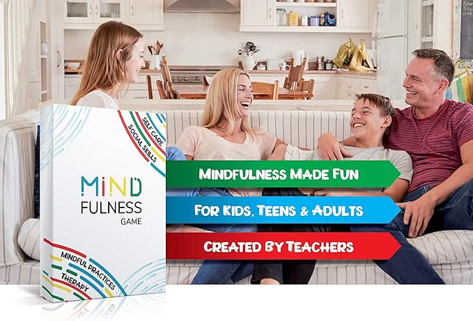 Mindfulness Therapy Game: Teaches Social Skills, Self Care & More for Kids, Teens & Adults. 50 Cards