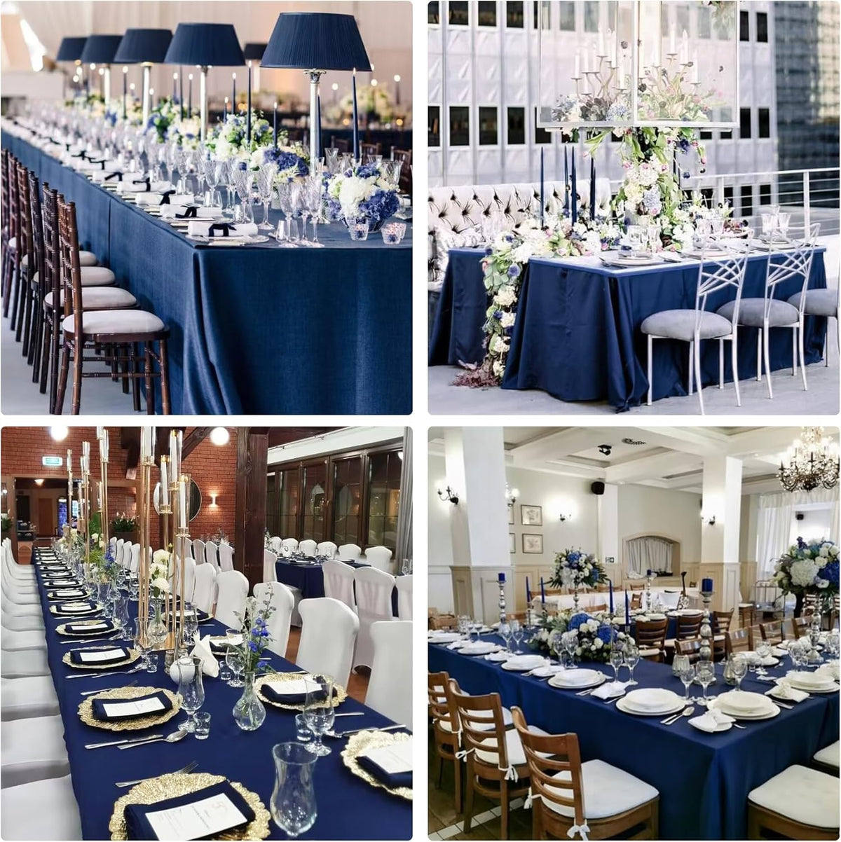 4 Pack Rectangle Tablecloth 90x132Inch Navy Blue Washable Polyester Table Cover for Wedding Dining Table Buffet Parties Banquet Decoration（Navy Blue）