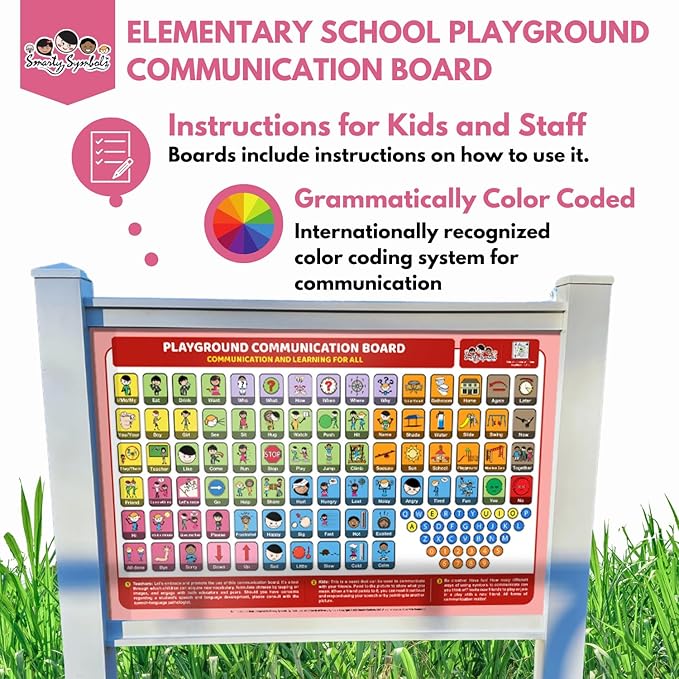 Weather-Proof Aluminum School Playground Communication Board for Autism - Outdoor Inclusive Communication Aid, Lightweight & Durable for Autism & Inclusive Play