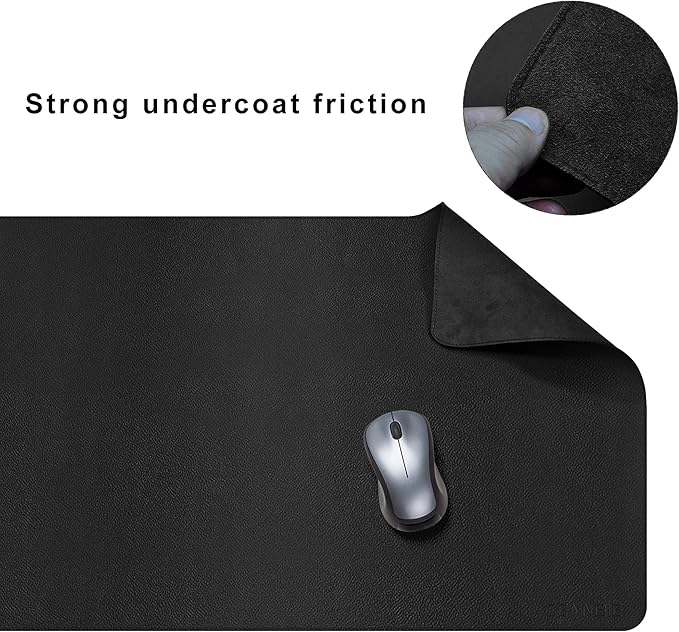 CENNBIE Leather Desk Mat,55" x 19.6" Extra Large Desk Pad Blotter Protector, Extended Non-Slip Mouse Pad, Waterproof PU Leather Desk Mat on top of desks Large for Office and Home (Black)