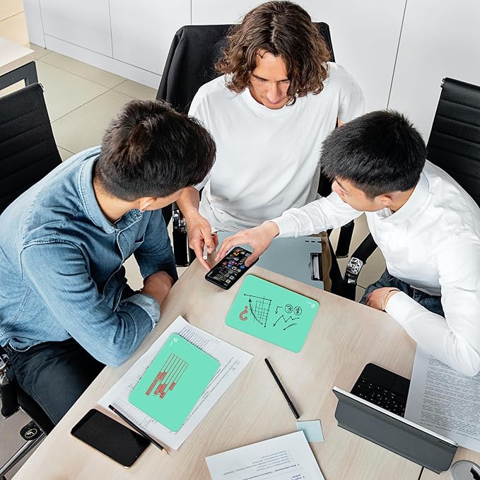 Mint Green Mini Desktop Pure Glass Whiteboard, Small Slope Slick Desk Whiteboard Glass, Desk White Board, Desktop White Board Dry Erase, Stenography Artifact for Office Homeschooling Décor, 8x6 inch