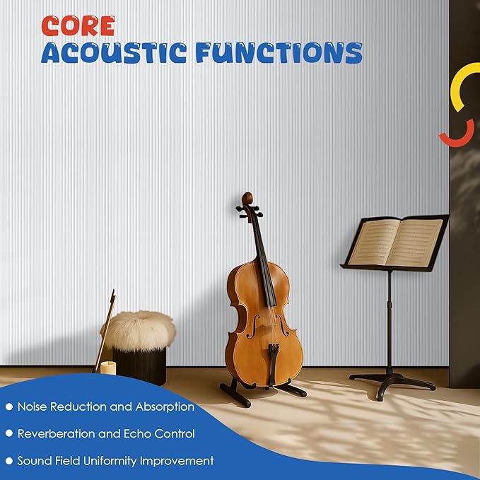 5 Pack Acoustic Panels,47.2x23.6x0.4 inch Acoustic Wall Panels,Large Soundproof Panels,Self-Adhesive Sound Proof Panels for Walls,Acoustic Treatment for Recording Studio&Office,White