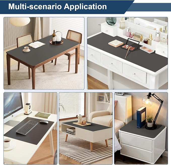 OstepDecor Black Table Cover Protector 24 x 48 Inch, 1.5mm Thick Plastic Table Cover, Dining Table Protector Pad, Waterproof & Easy Cleaning PVC Desk Mat for Dresser, Coffee & Kitchen Wooden Tabletop