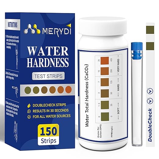 Water Hardness Test Kit,150 Strips-Double Color Pads,Hard Water Test Kit for Home,Drinking Water Tap Water Well Pool Spa Water Softener Quick Accurate Water Quality Testing Kit with Sample Tube