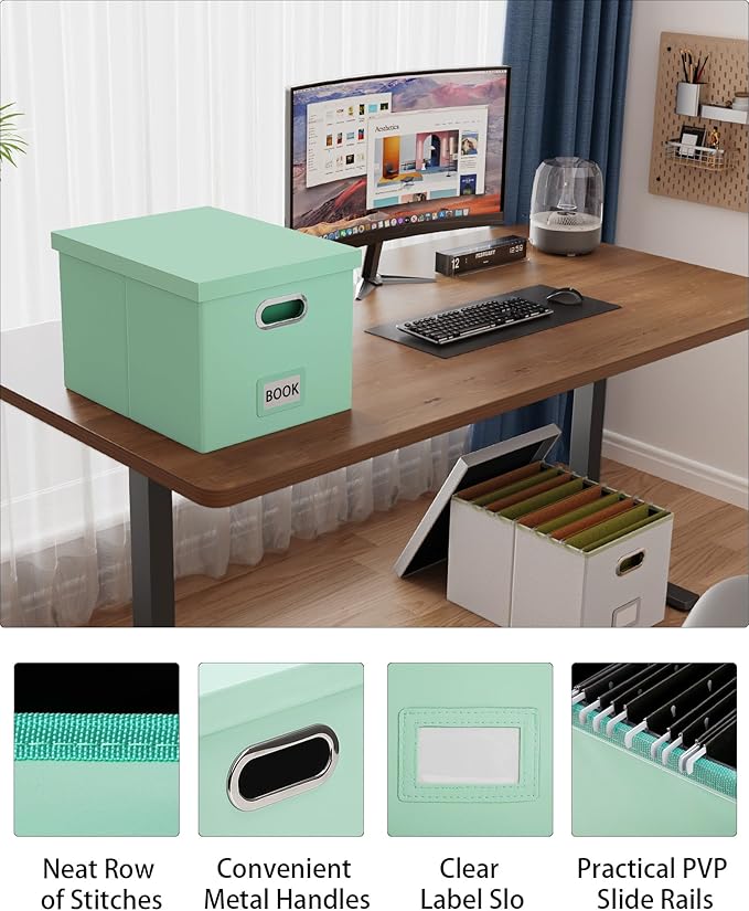 Oterri Storage File Box(New) (Mint-green(Leather), 1 pack), AM03118