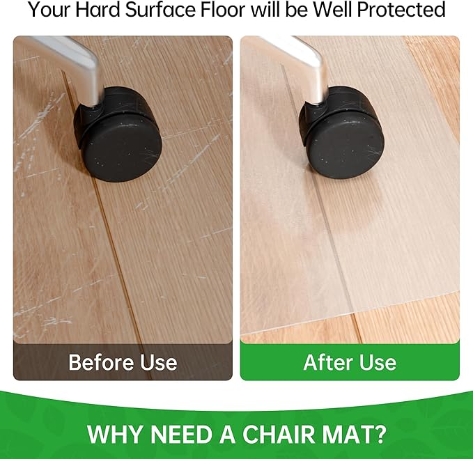 100pointONE Office Chair Mat for Hardwood Floor, 53" x 45" Clear Desk Chair Mat for Hard Floors, Easy Glide Computer Chair Floor Mat for Home Office Rolling Chairs