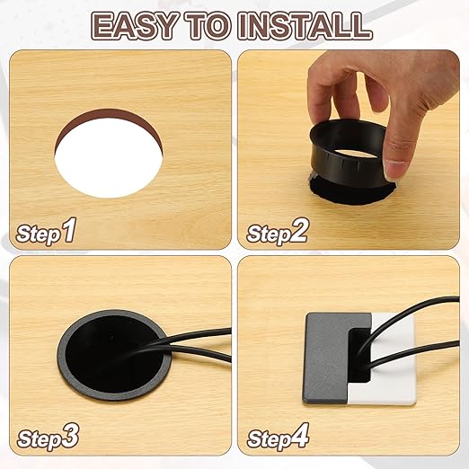 PATIKIL 2.8inch Desk Grommet, 6Pcs Cable Grommet Wire Management Cable Hole Cover Cord Organizer for Office Home Table Countertop, Black White