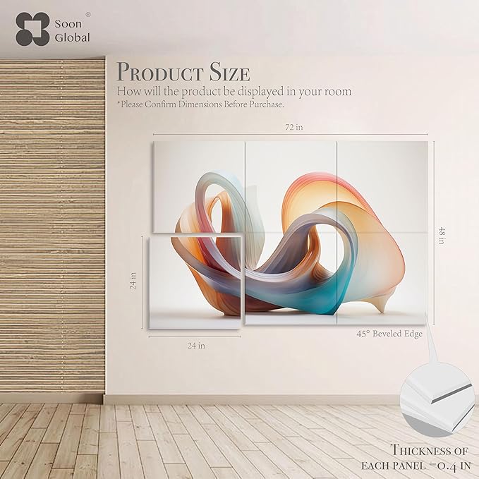 Soon Global Acoustical Wall Panels, 72 X 48 Inches Art Acoustic Panels, Decorative Acoustic Panels, Acoustic Wall Panels, Sound Absorbing Wall Art, Fluid