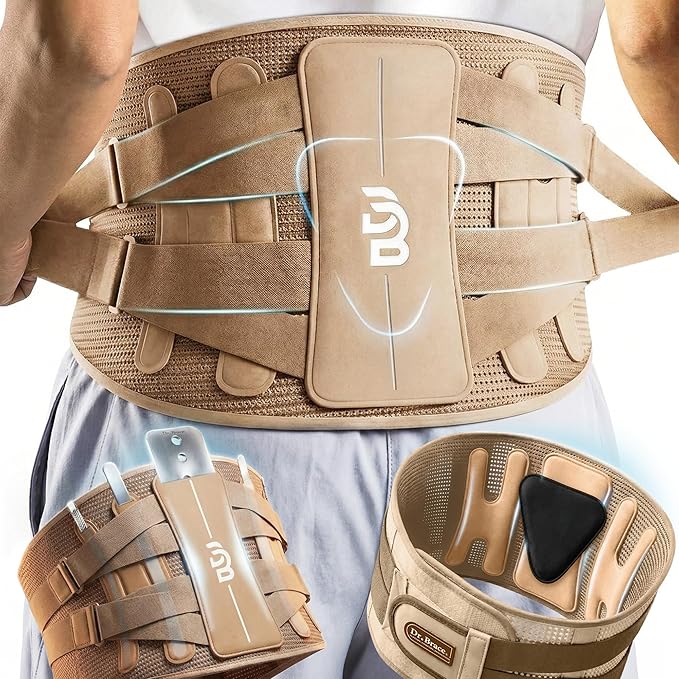 DR. BRACE® Lower Back Brace for Men & Women for Lower Back Pain Relief, Revolutionary Versatile Splints System & Removable Lumbar Pad, Adjustable & Breathable Back Support Brace (47.2-53.1″)