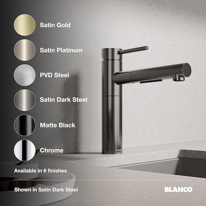 Blanco 527562 Alta II Low Arc Pull-Out Kitchen Faucet - 1.5 GPM - Satin Dark Steel