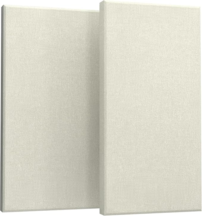 UMIACOUSTICS 2 PCS Acoustic Panel, 47.2" x 23.6" x 2" Fiberglass Sound Proof Wall Panels, Sound Absorbing Panels for Studios, Office, Home Theater. Off White
