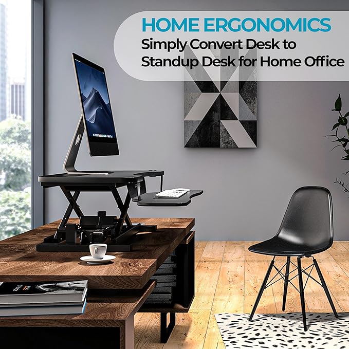 VERSADESK® PowerPro™ 48” x 24” Extra Wide Electric Sit-to-Stand Desk Converter w/ Keyboard Tray for Home or Office | USB Charging Port | Supports Multiple Monitors | Lifts 80 lbs. - Black