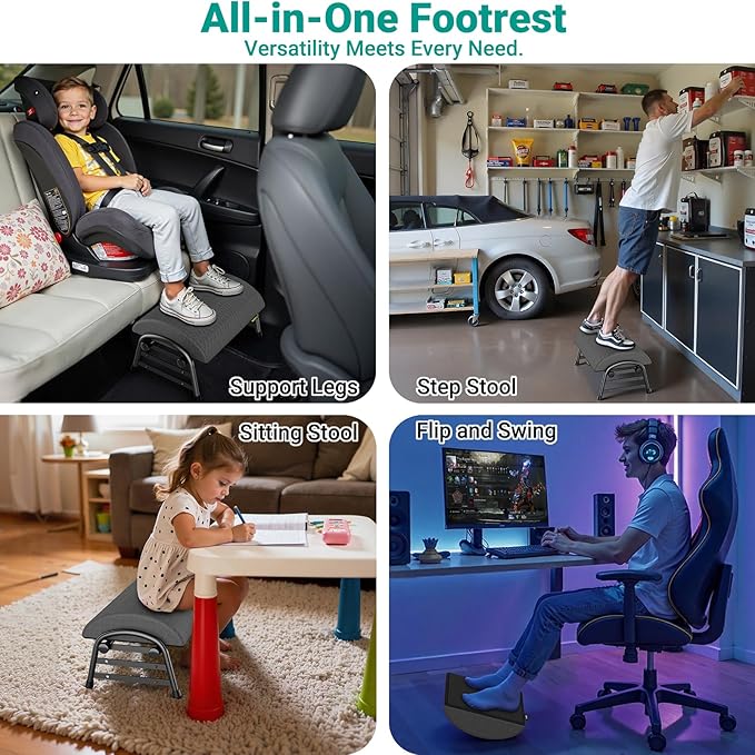 YEASHEIN Adjustable Foot Rest for Under Desk at Work, Ergonomic Under Desk Footrest with 6 Positions, Foot Stools for Under Office Desk Chair, Leg Rest for Home, Car, Computer, Gaming Accessories