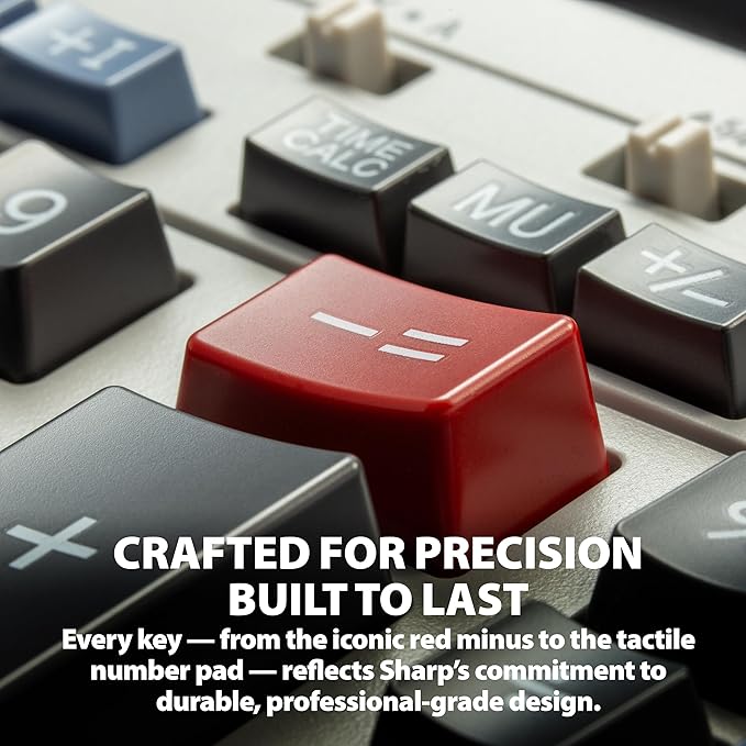Sharp 12-Digit Print Calculator Desktop Size Adding Machine, Perfect for Everyday Use and Office, Bright, Large Easy-to-Read Numbers on Both The Display and The Two-ColorPrinted Tape (VX-2652H)