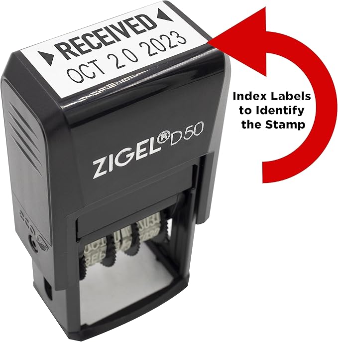 ZIGEL D50 Date Stamp with Completed - Self Inking Date Stamp - Black