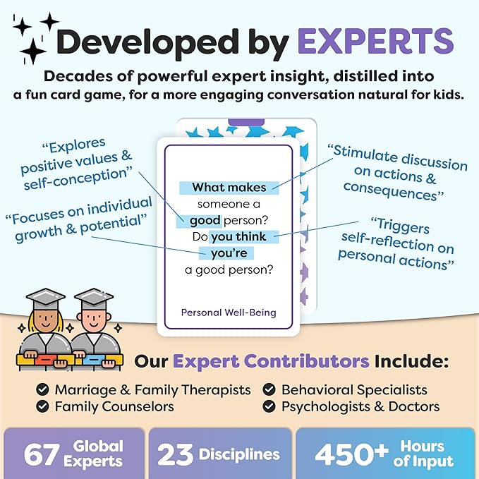 200 Kids Conversation Cards - Get Children to Enjoy Talking & Listening - Great for Road Trip & Family Dinners - A Way for Kids to Express Themselves