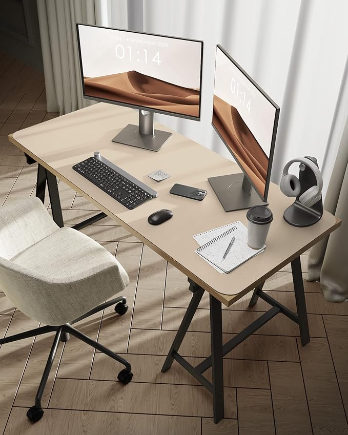 YSAGi Leather Desk Protector, Office Mat, Large Mouse Mat, Non-Slip PU Leather Blotter, Laptop Pad, Waterproof Writing Pad for Office and Home (Eggshell, 47.2" x 23.6")