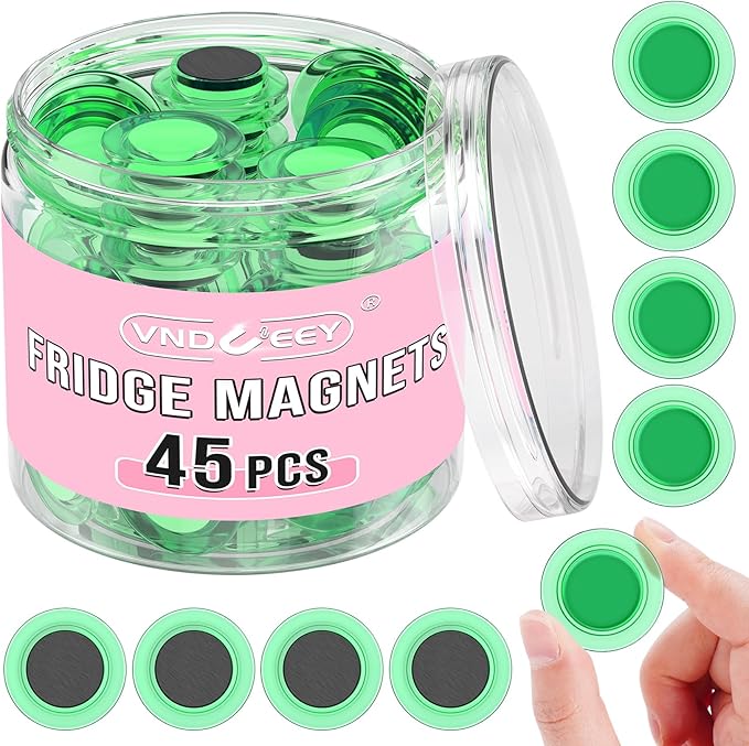VNDUEEY 45 Pcs Whiteboard Magnets, Round Fridge Magnets, Dry Board Magnet Decor, Mini Magnet Teacher Supplies for School, Home, Office (Green, 3cm/1.18 inch)