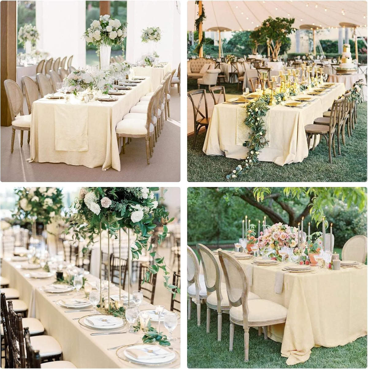 4 Pack Rectangle Tablecloth for 6 Foot Tables Washable Polyester Table Cover for Wedding Dining Table Parties Banquet（60x102 Champagne）