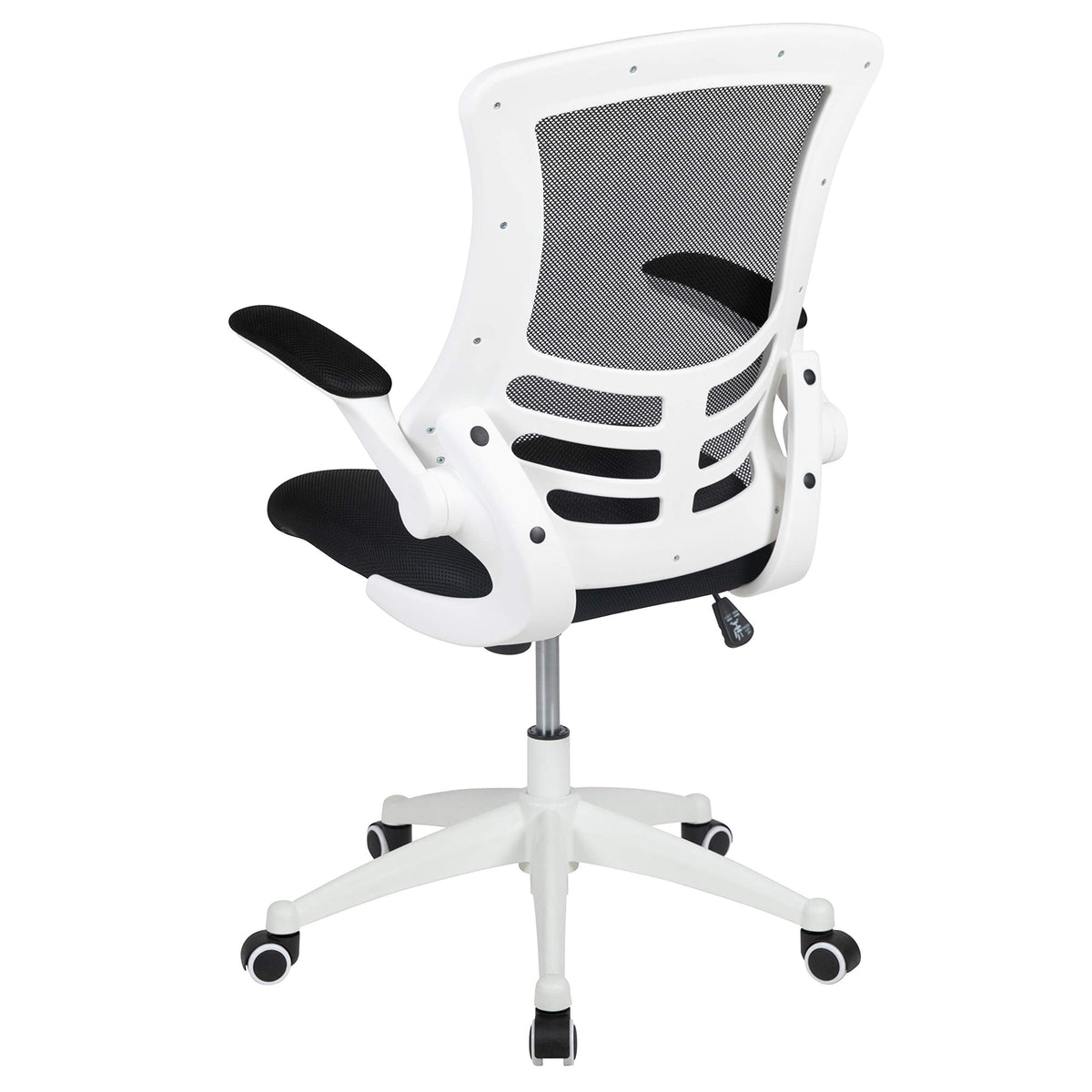 Office Chair, Ergonomic, Mid-Back, White Frame, Black Mesh with Swivel
