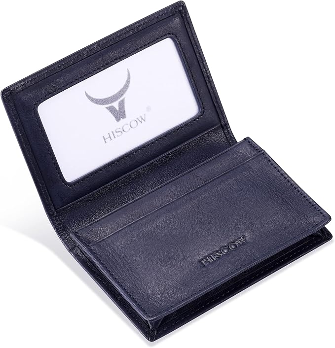 Leather Business Card Case Holder for Men & Women, Italian Calfskin