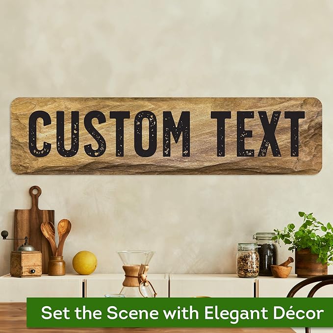 Custom Sign, Custom Street Sign, 11 Font Colors, 13 Font Styles, 4 Hole Options, 22 Sizes, 8x32 Inches, Rust Free DiBound, Fade Resistant, Made in USA by My Sign Center (Stone)
