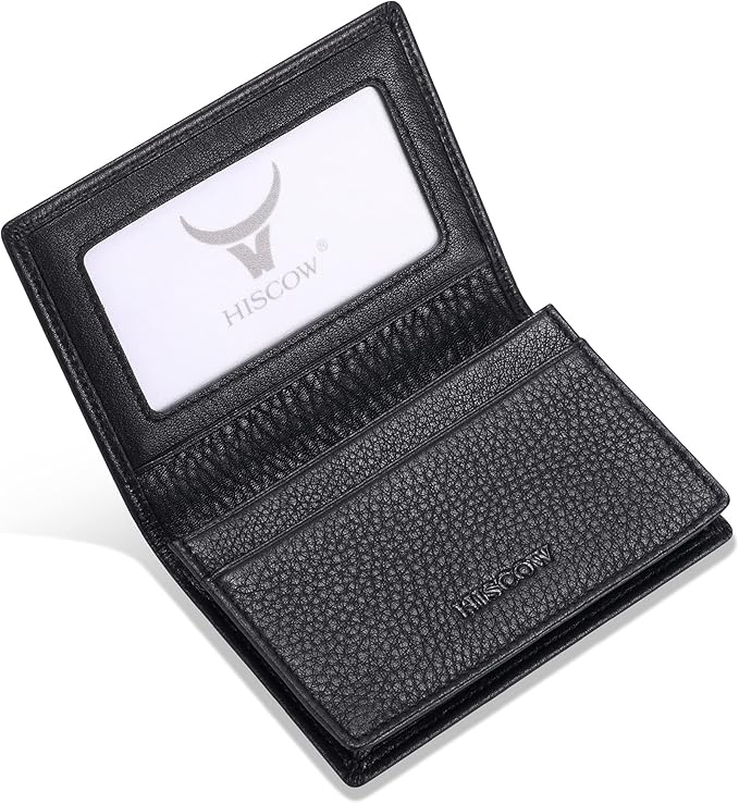 Leather Business Card Case Holder for Men & Women, Italian Calfskin