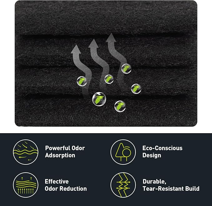 EKO Trash Can Odor Filter Refills for Trash Can and Compost Bin, Activated Charcoal Deodorizer, Strong Charcoal Odor Absorber, Pack of 4 Replacements