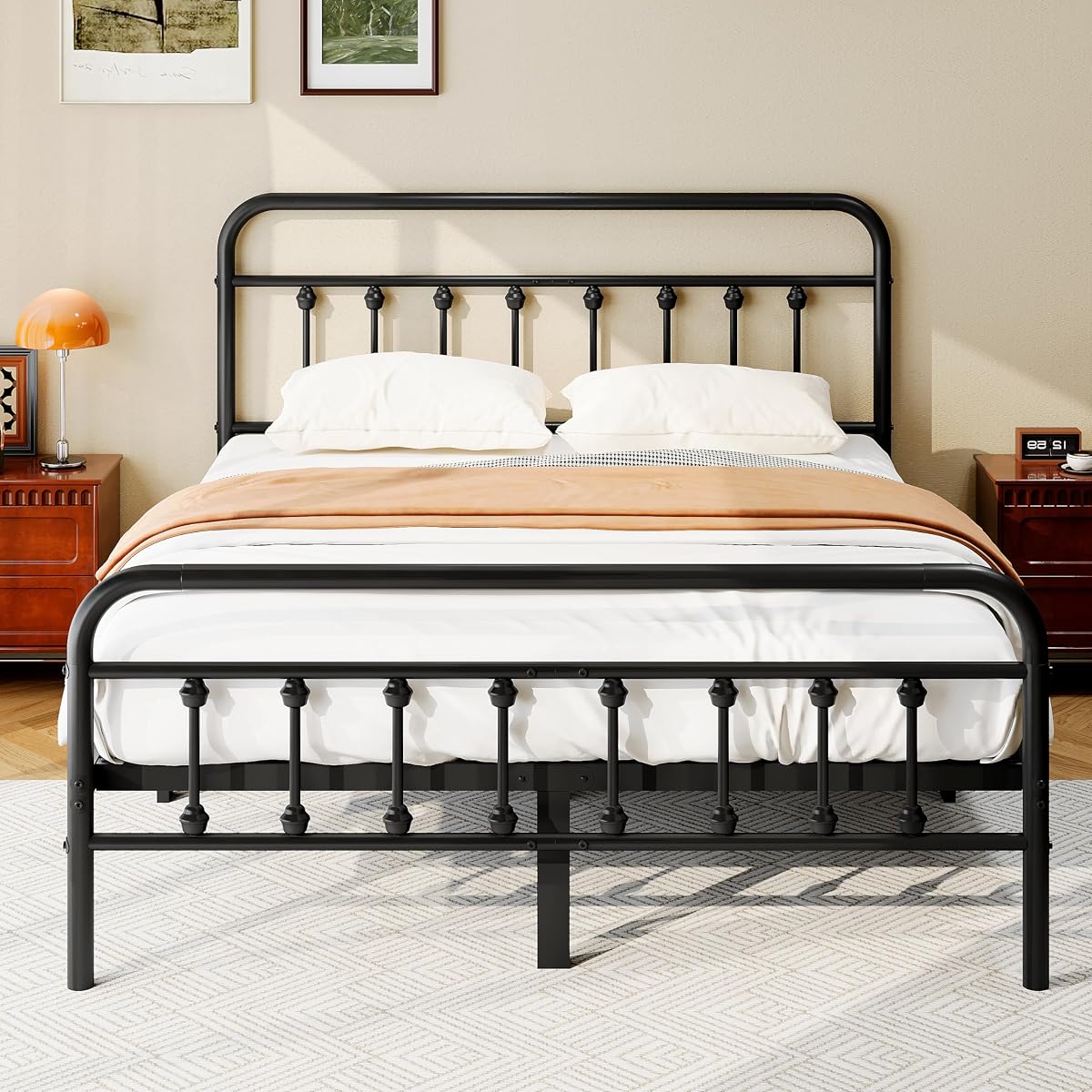 King Size Metal Bed Frame, Victorian Style Headboard and Footboard