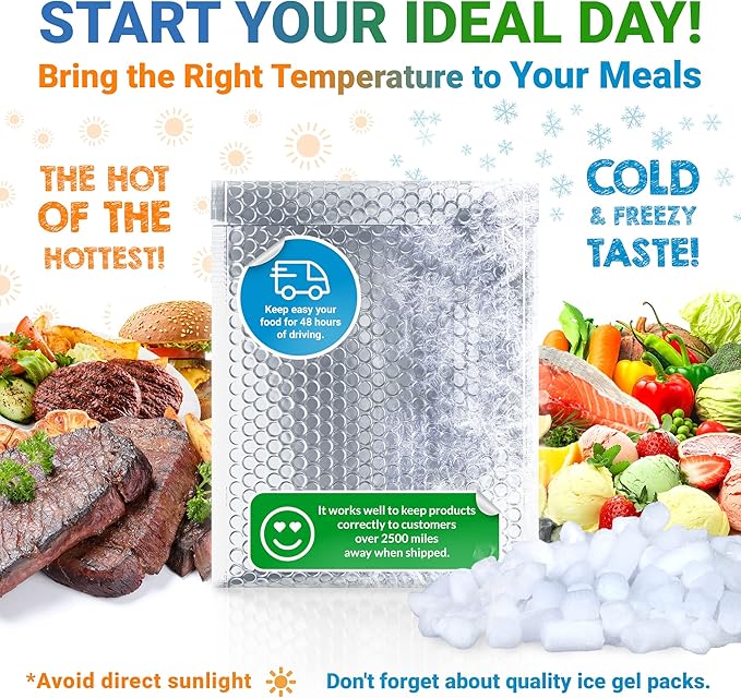Amiff Silver Thermal Bubble Mailer, 6.5 x 10.5 Inches. 25 Pack Metallic Bubble Mailers. Self-Seal Insulated Mailers for Cold Shipping. Padded Envelopes Waterproof. Thermal Bag for Food, Cosmetics